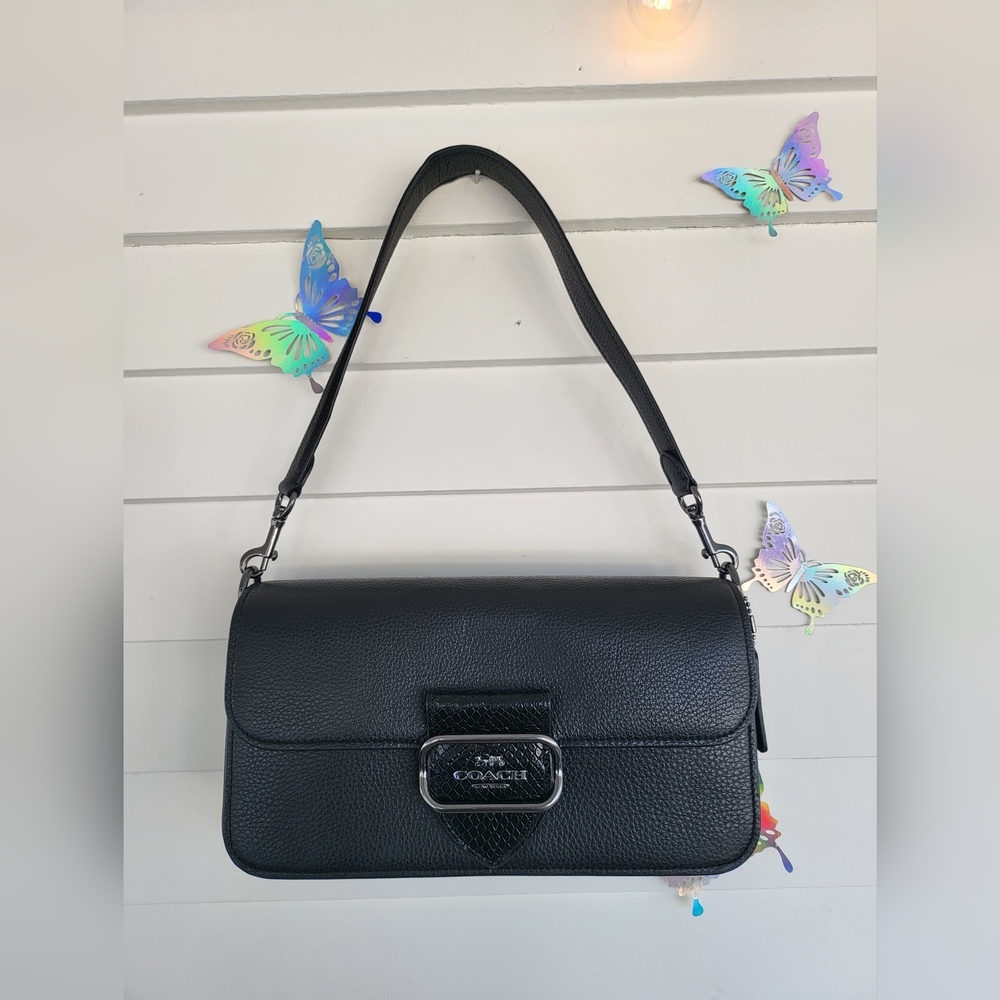 Coach Morgan Black Leather Shoulder Bag